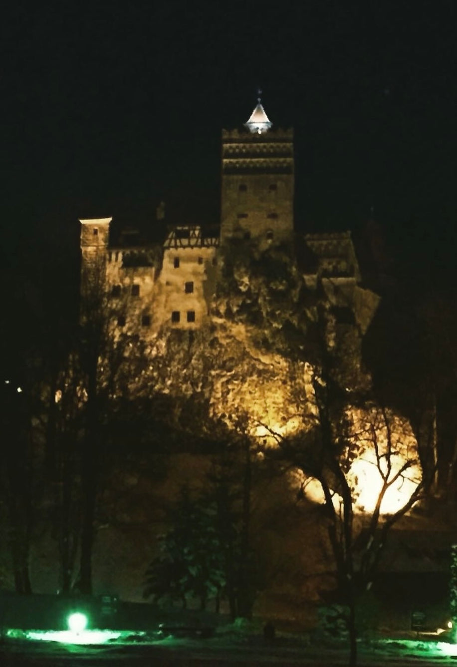 Bran Castle in Transylvania, Romania, illuminated at night